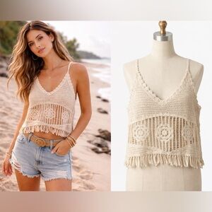 Vine USA crochet crop top NWT
